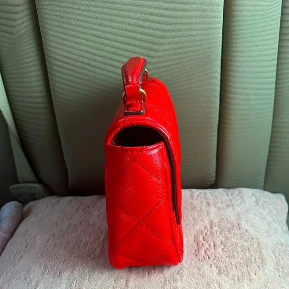 Tory Burch Red Quilted Leather Mini Handbag - Picture 4 of 8